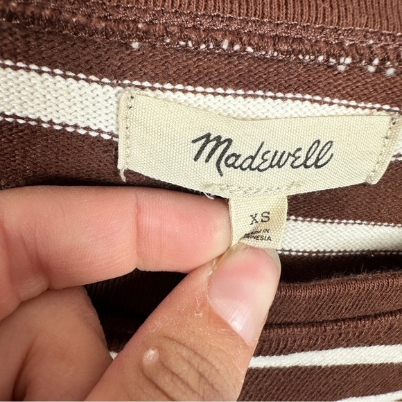 Madewell Brown and White Striped Long Sleeve/Sweater - Picture 6 of 7